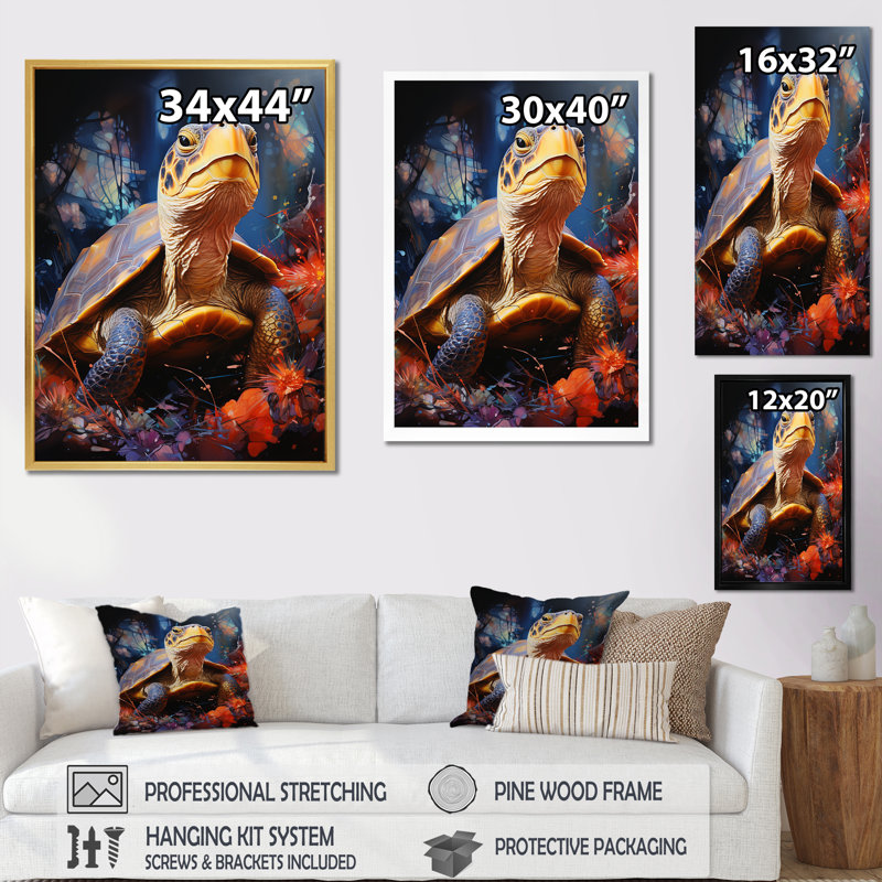 Voyage expressionniste sur toile, H 44 po x l 34 po x P 1,5 po, Cadre doré simple