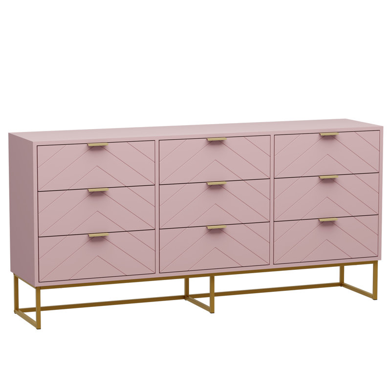 9 - Drawer 59.1"W Double Dresser, Pink