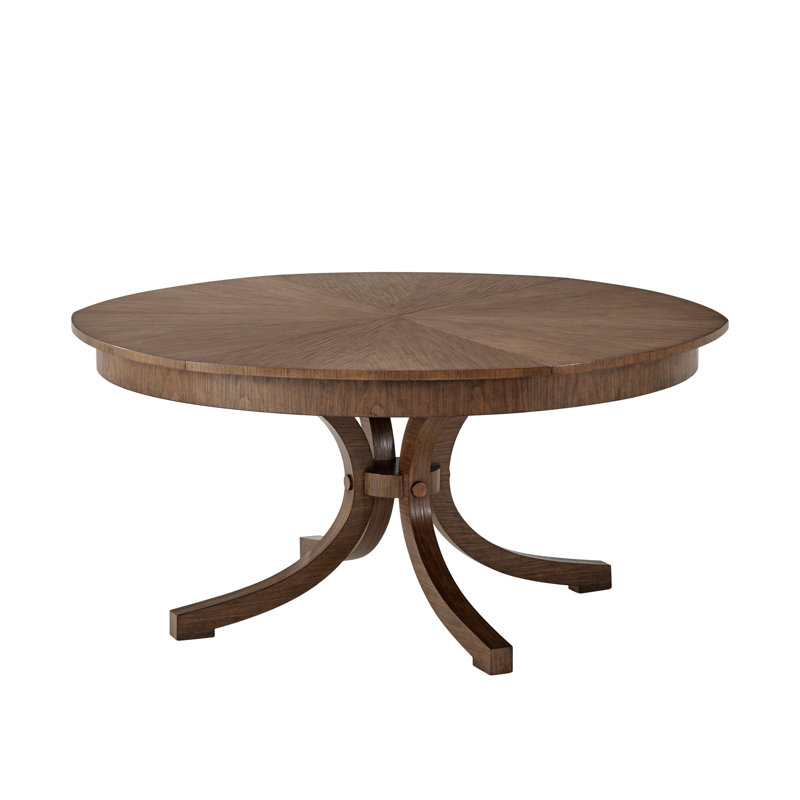 Contemporary Mahogany Extendable Round Dining Table
