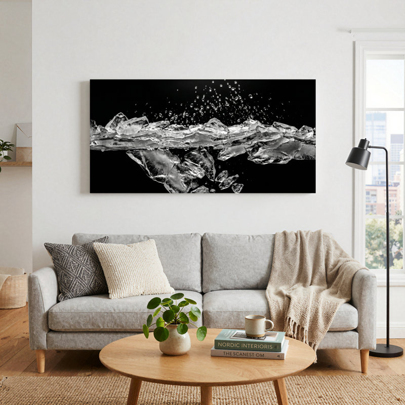 Ensemble de 1 tableau sur toile représentant de l'eau glacée, 58“W x 28”H, Wrapped Canvas