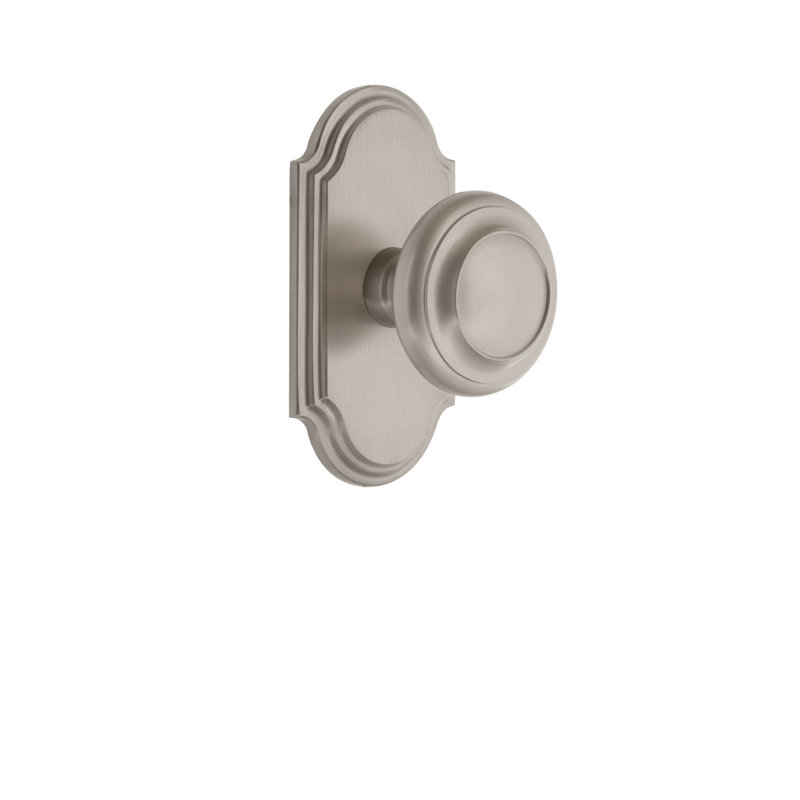 Plaque de passage Grandeur avec poignée de porte circulaire, 2 3/8", Nickel satiné