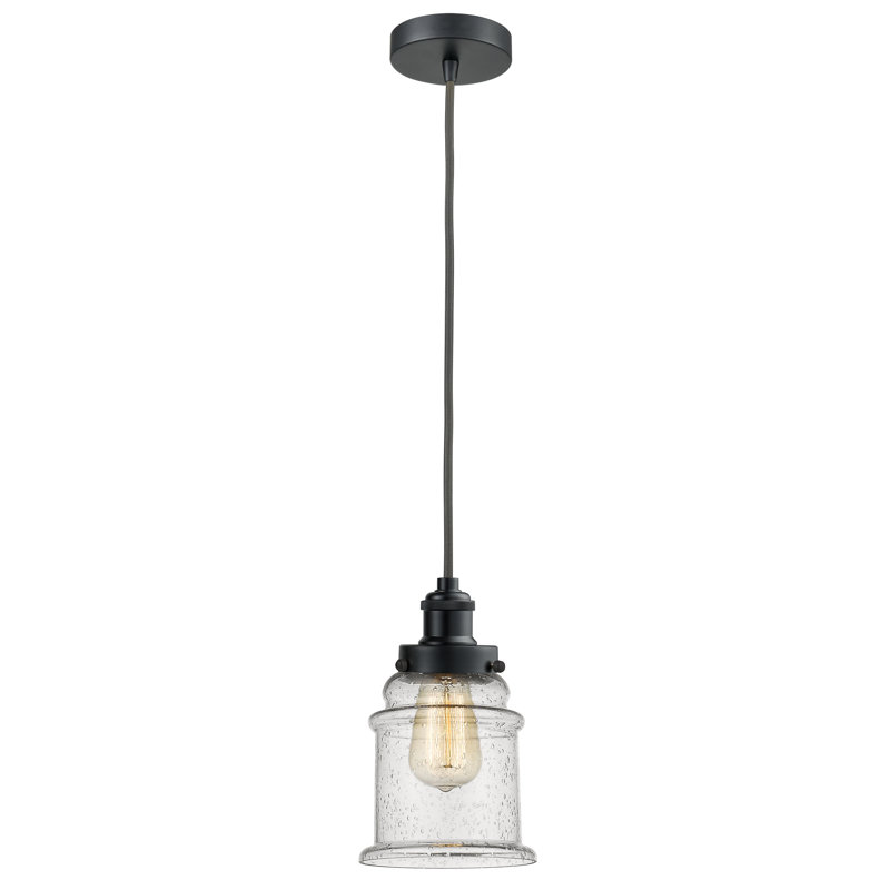 Luminaire suspendu en forme de cloche à 1 lumière Waterville, Noir mat / gris