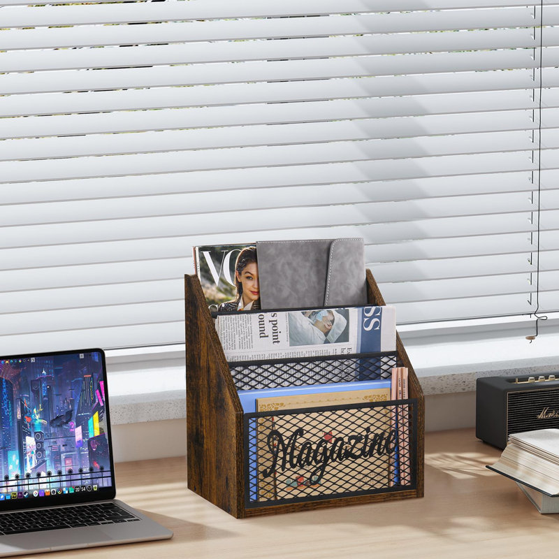 Porte-revues, porte-revues à 3 niveaux, panier de rangement pour magazines, bac de rangement pour magazines, livres, journaux, tablettes