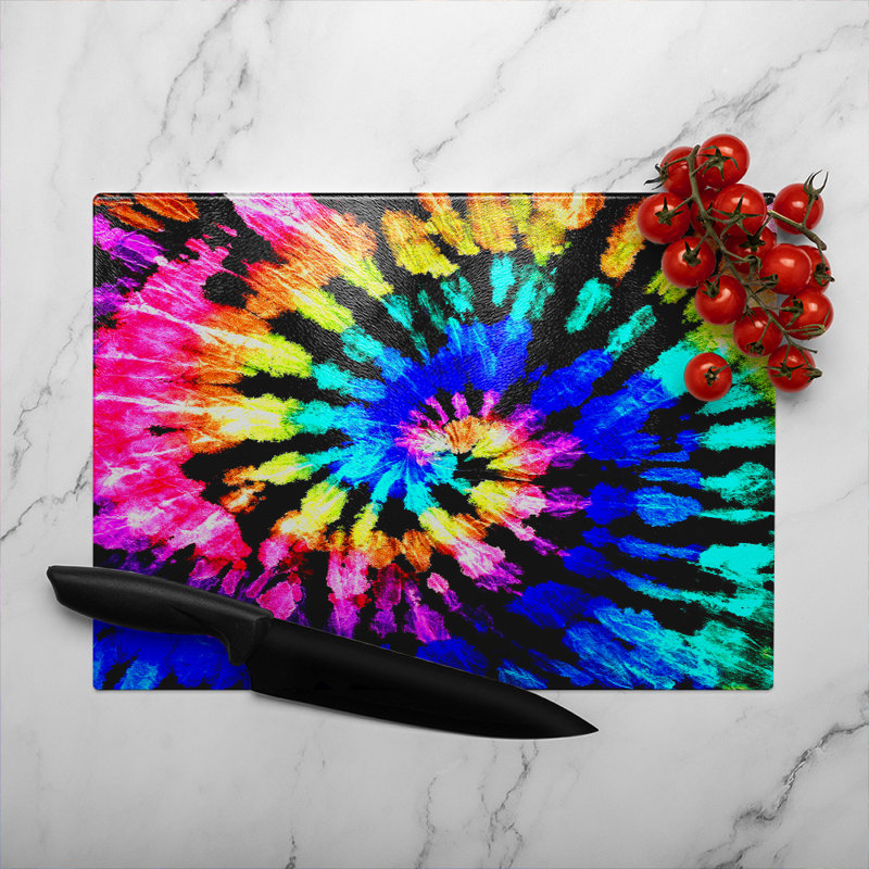 Tie Dye Pattern Glass Chopping Board, 40cm L x 28cm W