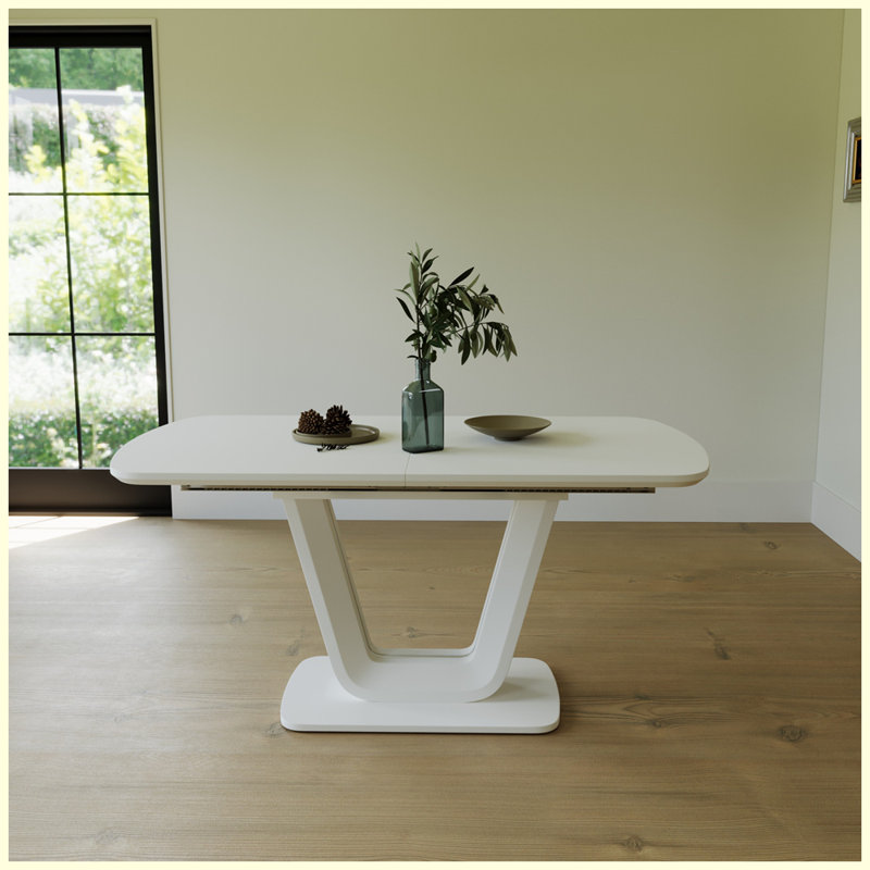 Modern expandable dining table with U-shaped legs