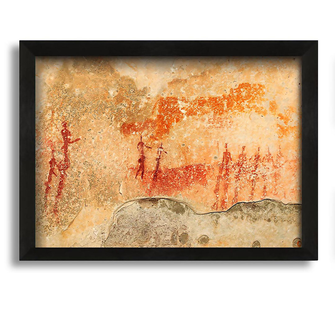 Gerahmtes Leinwandbild Primitive Cave Art 2