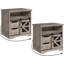 Ensemble de 2 tables de bout Brisson l 23,6 po avec station de charge, table d'appoint avec 2 tiroirs et porte de grange, table de chevet en bois pour chambre à coucher et salon Brisson-605576635-714214606