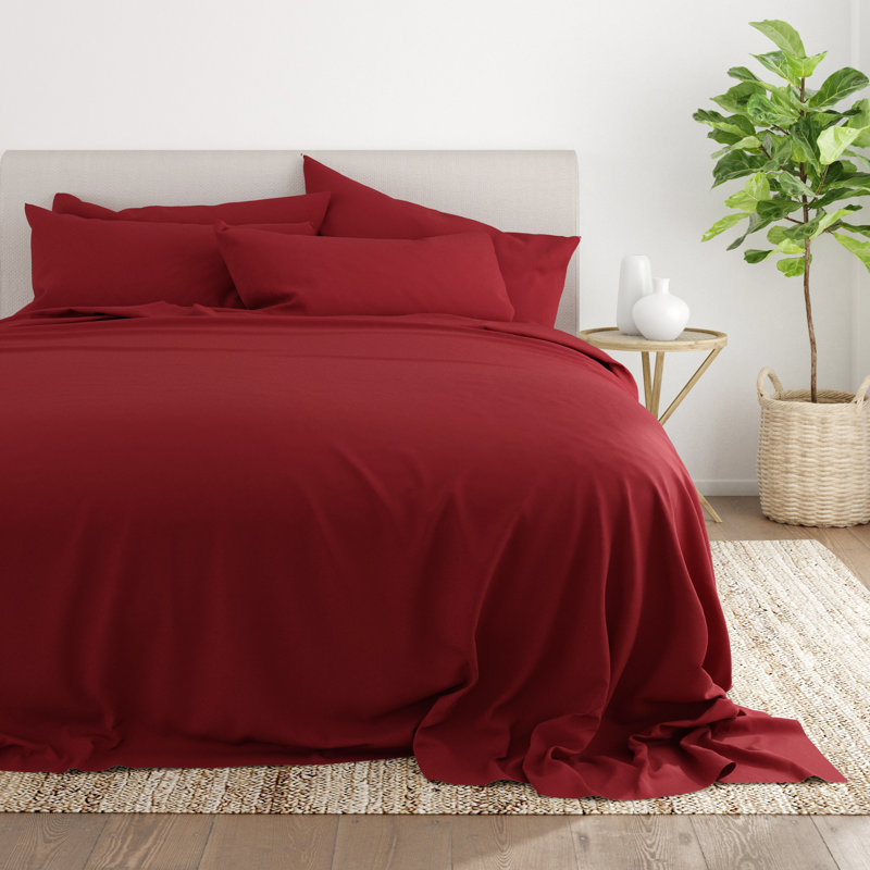 Ensemble de draps ultra-doux double brossé 6 pièces - Pochette profonde, infroissable, literie résistante à la décoloration
