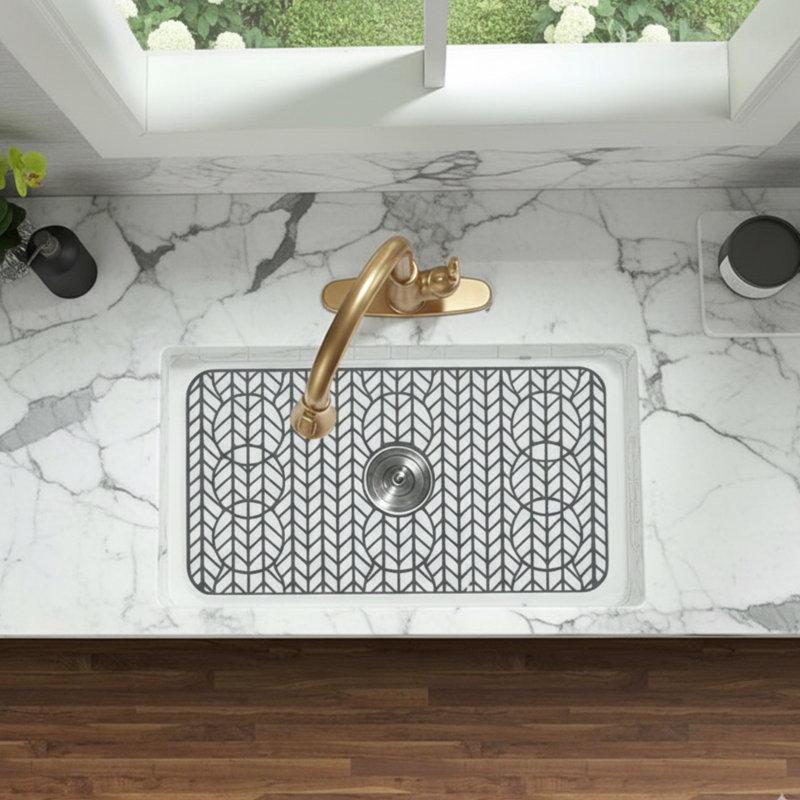 Sink Protectors for Kitchen Sink, Kitchen Sink Protector Mat Heat-Resistant Silicone Folding Non-Slip Mat for Stainless Steel Sink (Grey)