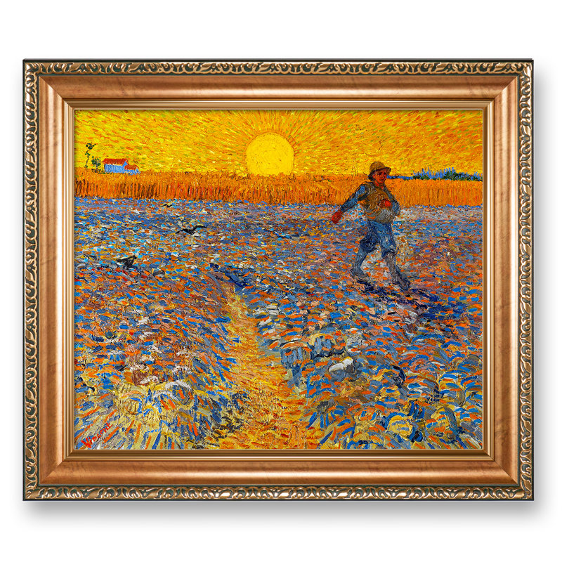 «The Sower» par Vincent Van Gogh, reproduction sur toile, H 20,5 po x l 24,5 po x P 0,75 po, Toile avec cadre doré