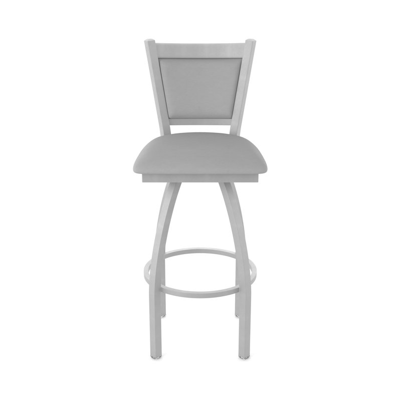 Tabouret pivotant Hadleigh, Vinyle - gris Folkstone Canter, Nickel anodisé, Tabouret de bar (siège d'une hauteur de 36 po)