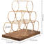 6 Bottle Metal/ Solid Wood Tabletop Wine Bottle Rack in Brass 