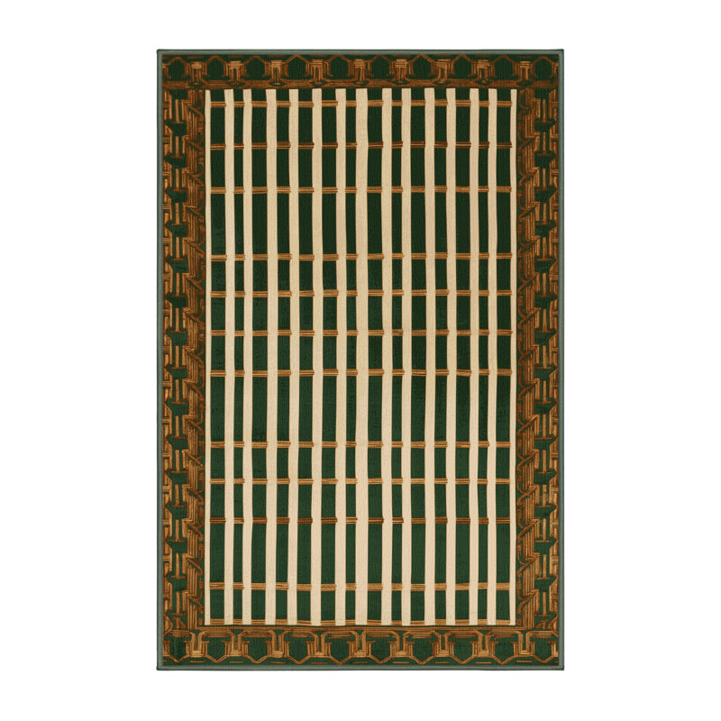 Tapis vert art déco lavable à la machine, Tapis de couloir 2 pi x 5 pi
