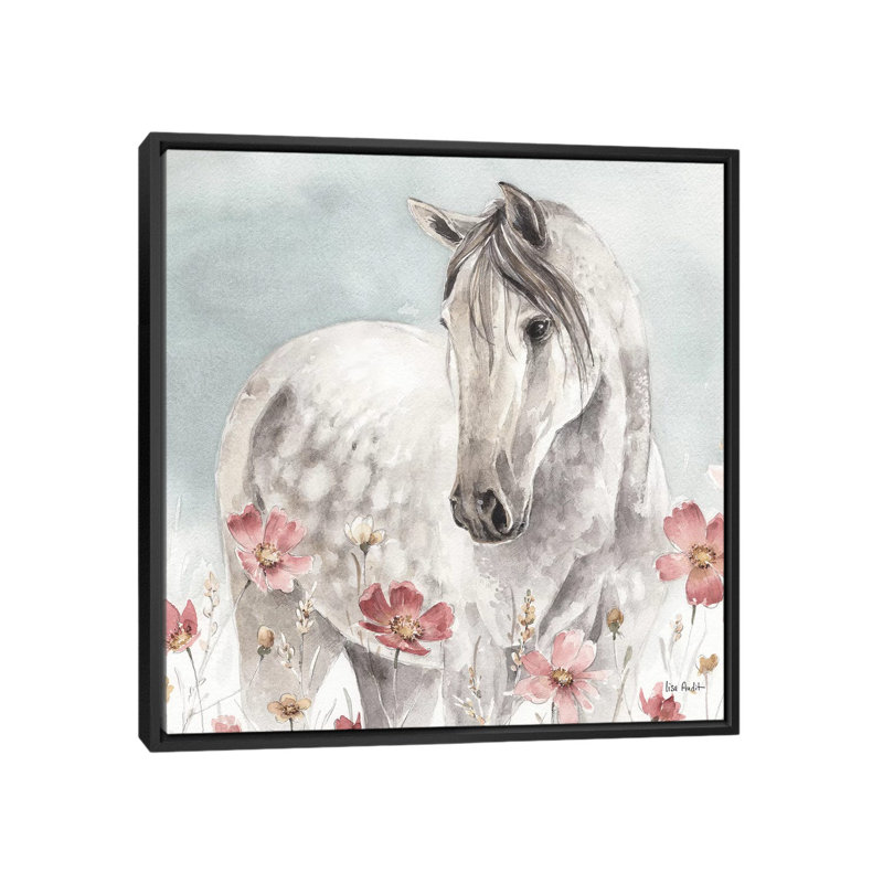 « wild cheval iv », reproduction sur toile, H 18 po x l 18 po x P 1,5 po, Toile avec cadre noir, Pas de tapis