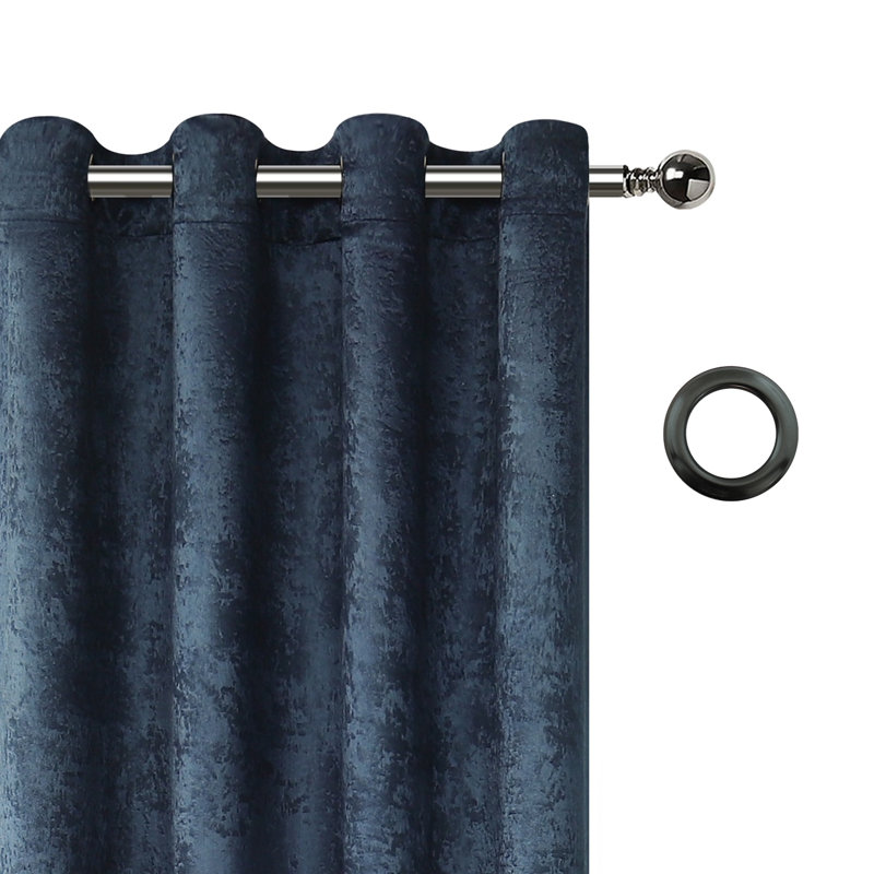 Eruh Semi Sheer Curtain Pair, Navy