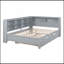 Lit de jour double en bois avec lit gigogne simple, lit de jour avec tablette de rangement et ports de chargement USB-1306843813