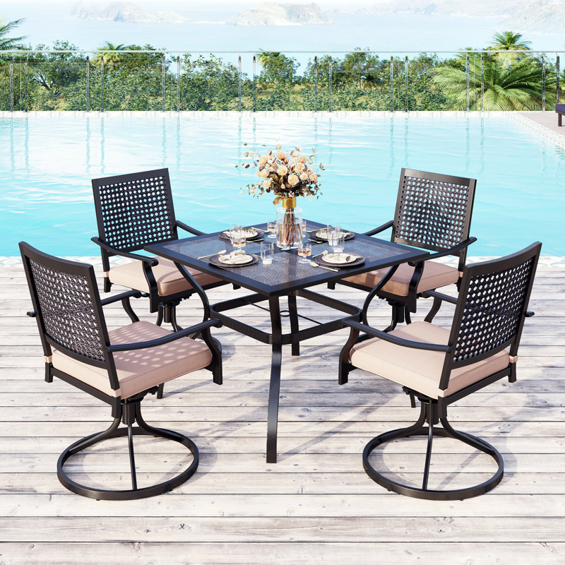 Leonard 4 - Person Patio Dining Set with Rectangular Table , Cushions Included