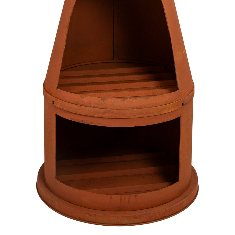 70" H Steel Outdoor Chiminea Fire Pit with Built-In Log Holder
