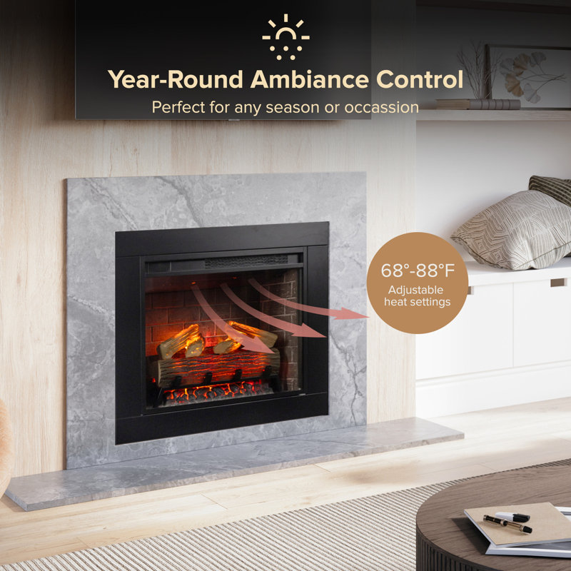 Electric Smart Fireplace with Heat, 23-Inch