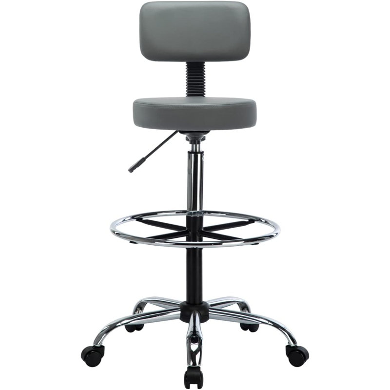 Miyana Comfy Adjustable Drafting Stool with Footrest, Adjustable Height, Gray
