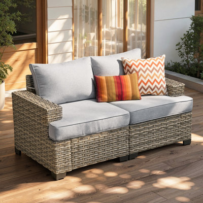 2-Piece Outdoor Patio Sofa Set with Cushions