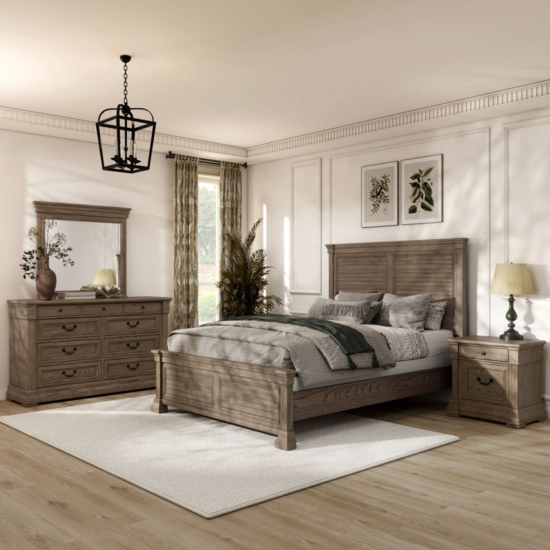 Laniel 5-Piece Bedroom Set, Queen, 5 Pcs: Bed, 2 Nightstand, Dresser, Mirror