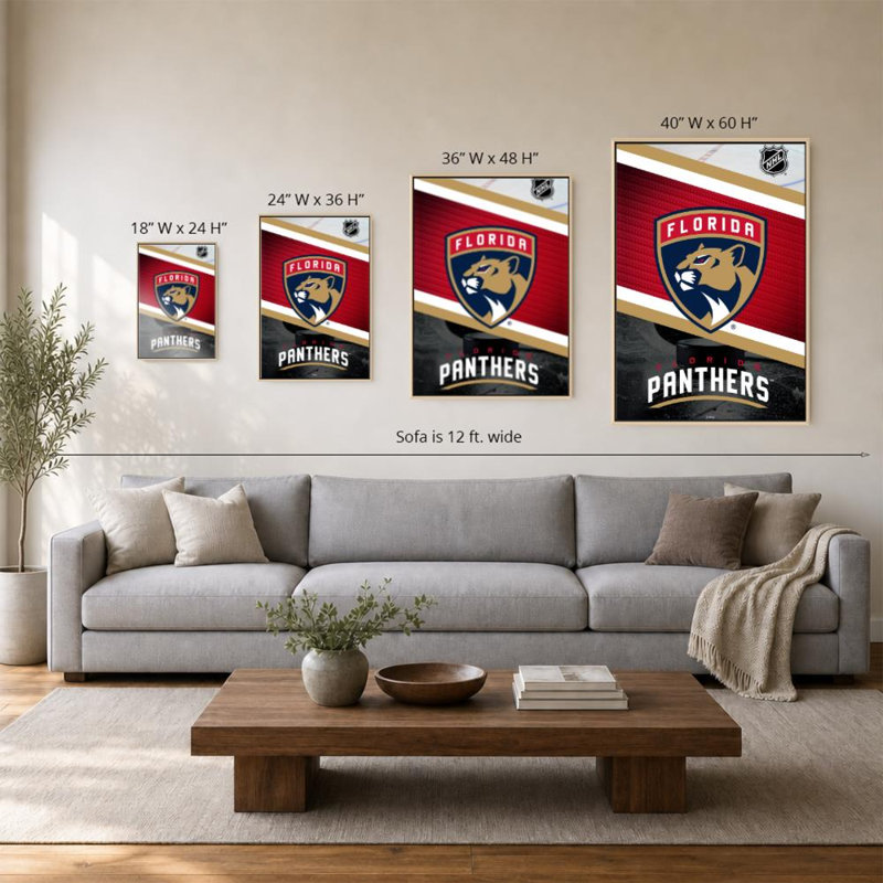 «Florida Panthers NHL», art mural, H 60 po x l 40 po, Cadre plat flottant, Bouleau