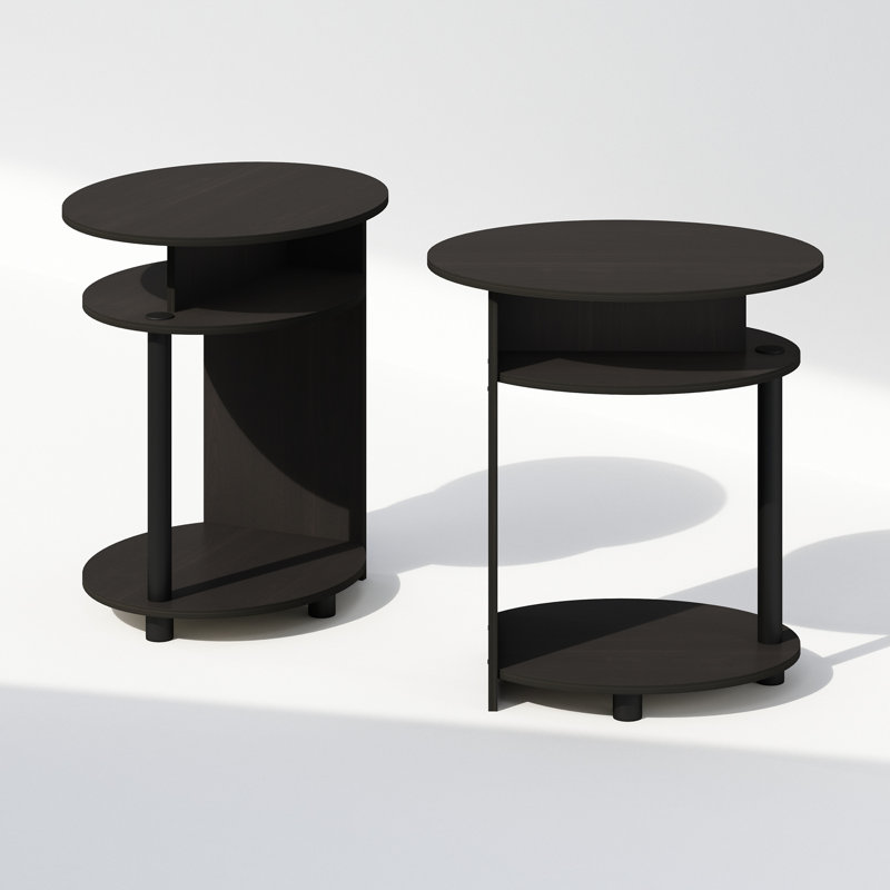 Table de bout ovale Furinno JAYA Simple Design, table d'appoint, noyer noir, ensemble de 2