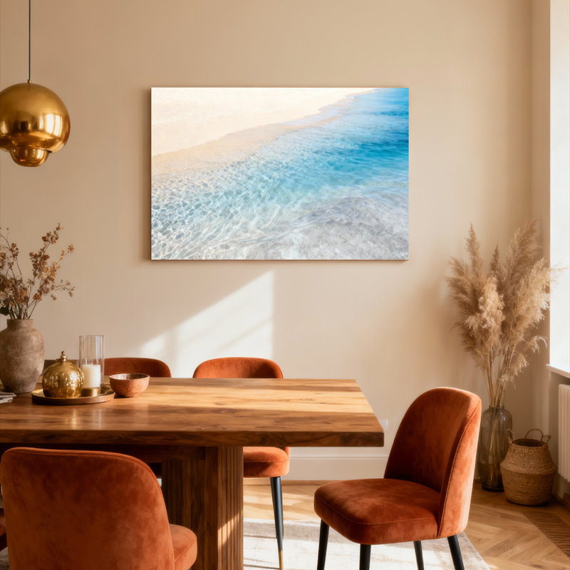 Ensemble de 1 tableau sur toile tendue représentant des vagues de l'océan, H 24 po x l 36 po
