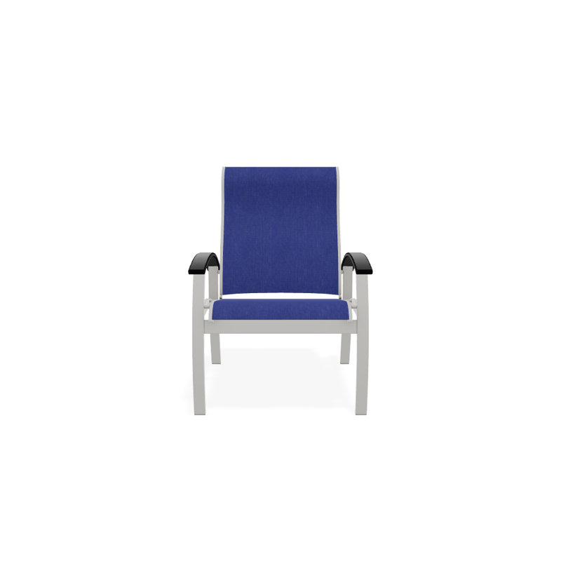 Chaise de patio Askar, Atlantis bleu royal Sunbrella®, Noir, Neige texturée
