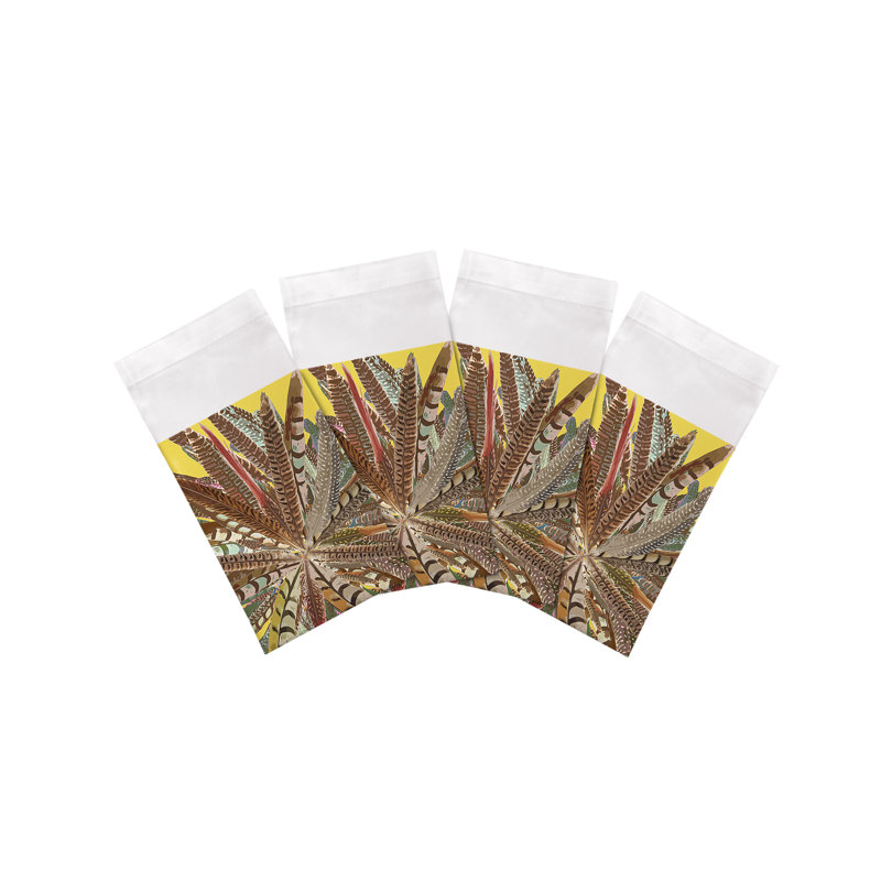 Cotton Blend Animal Print Square Napkin, Jaune