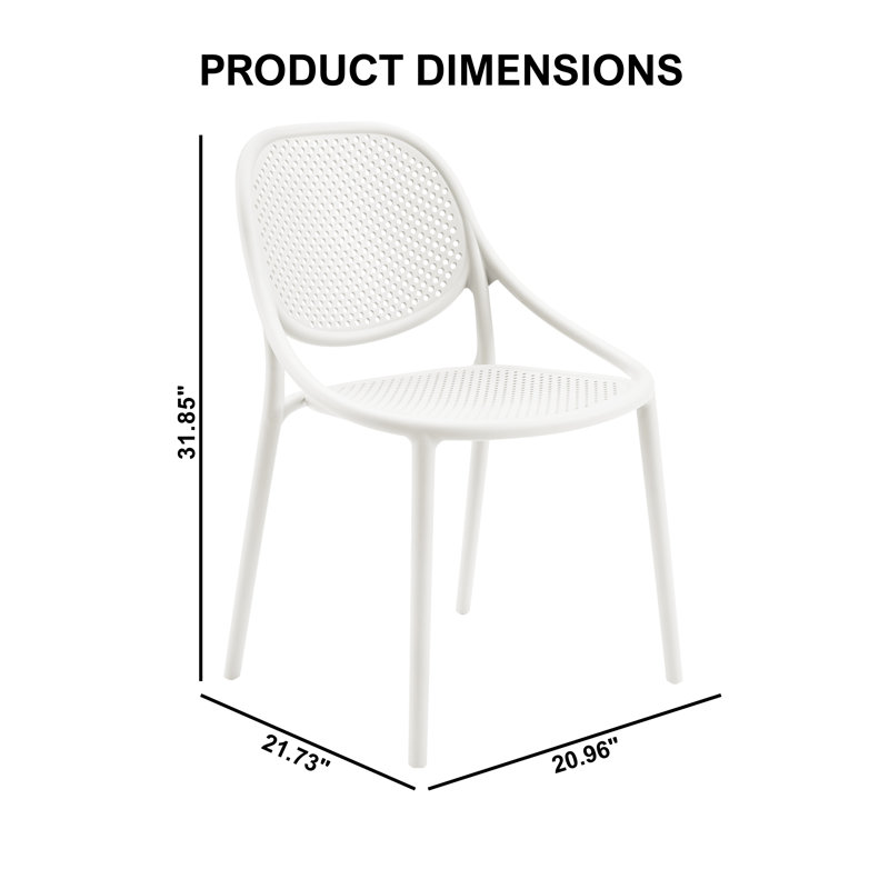 Ensemble de 4 chaises de patio moderne, White