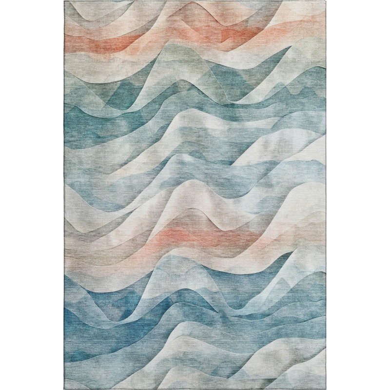 Tapis de qualité supérieure lavable à la machine Floyd AMF1619 Waves, Rectangle 10 pi x 14 pi
