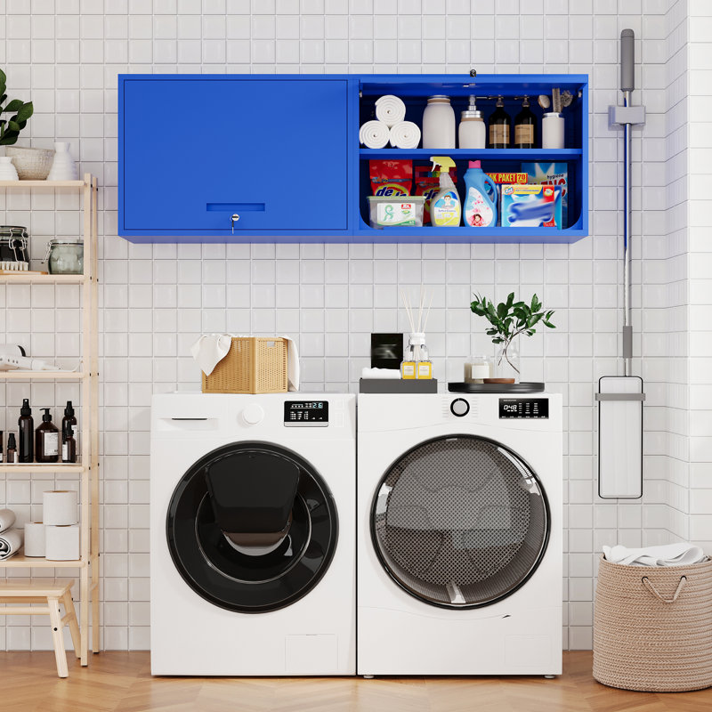 Armoire de rangement simple en acier (H 21,6 po x l 31,5 po x P 15,7 po), Bleu