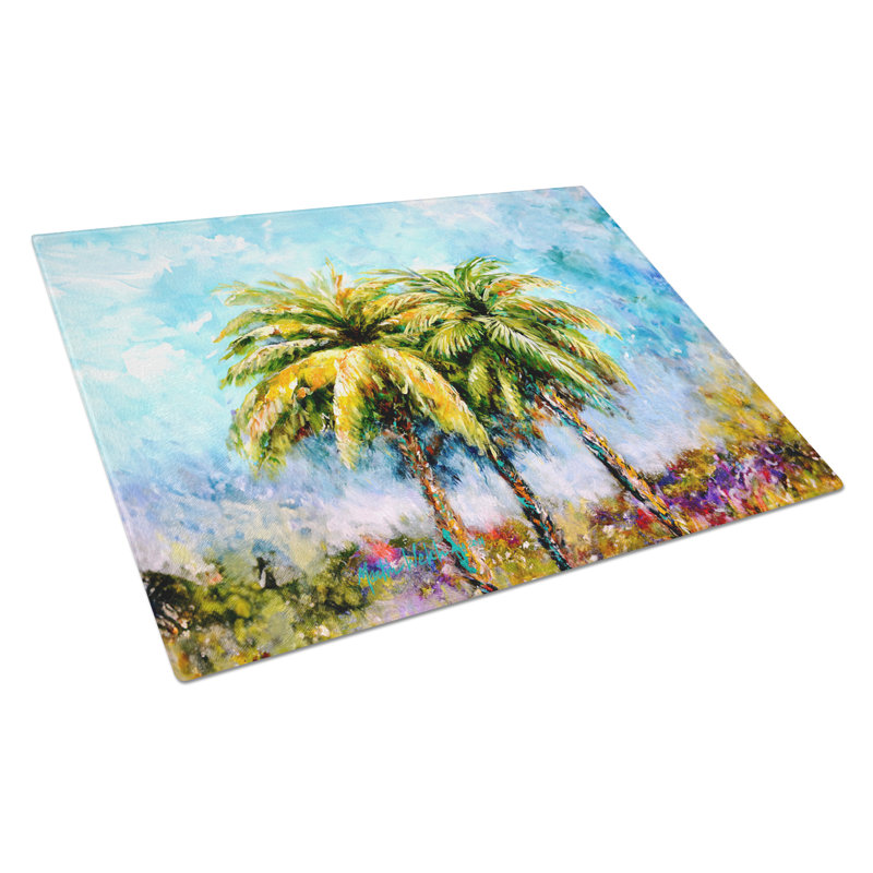 Summer Breezes Palm Tree Glass Cutting Board