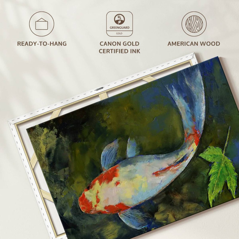 Brampt Japanese Garden Koi Swimming, 30" H x 45" W