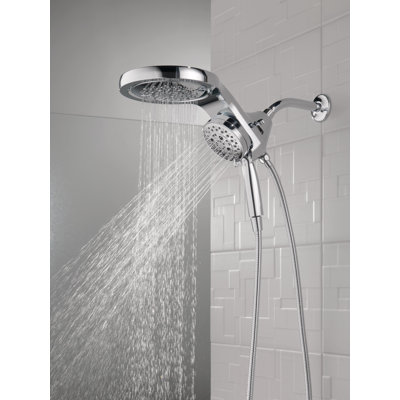 Hydrorain 5 Spray Dual Shower Head and Handheld Shower with Lumicoat and H2Okinetic 25 GPM