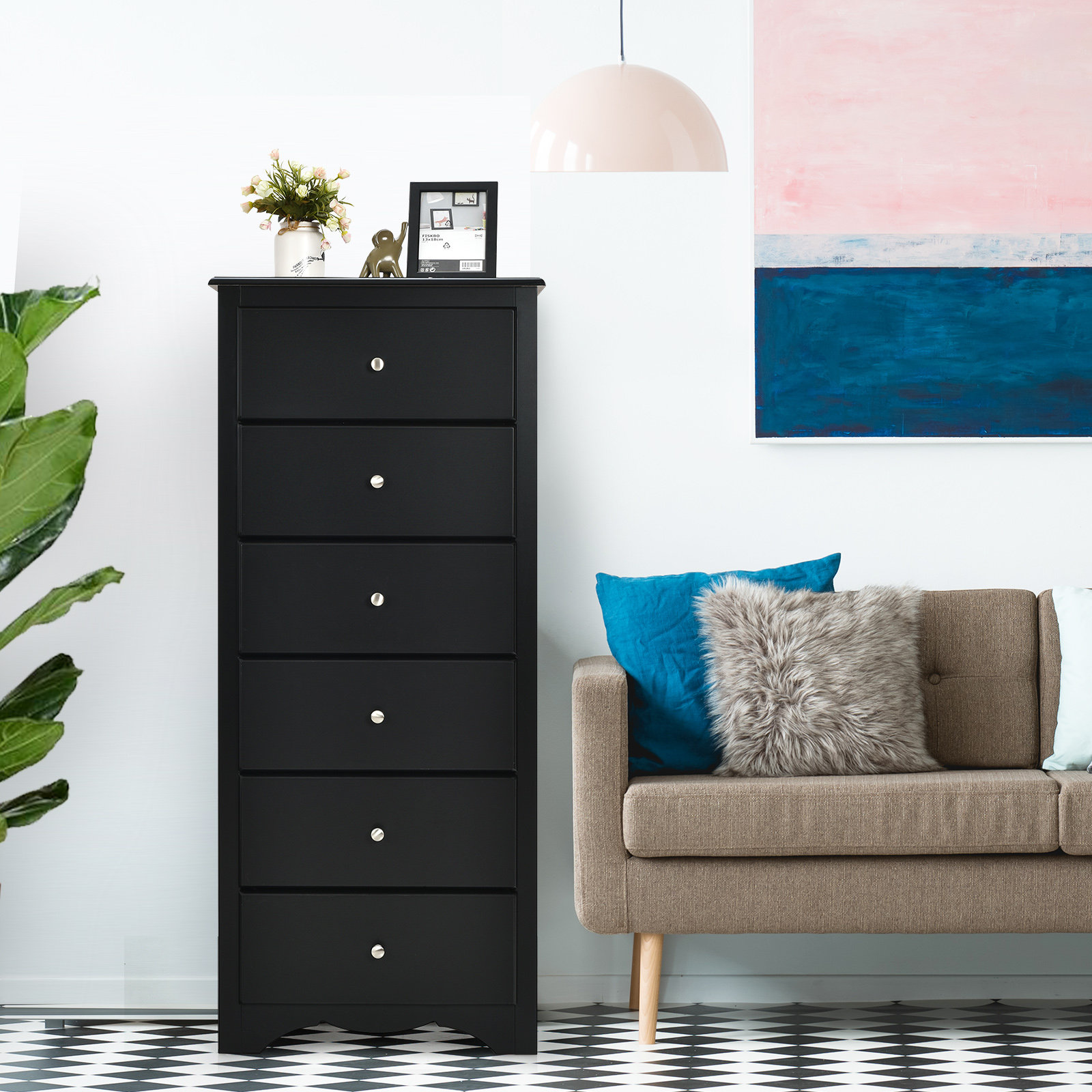 Black 6 drawer dresser tall hotsell