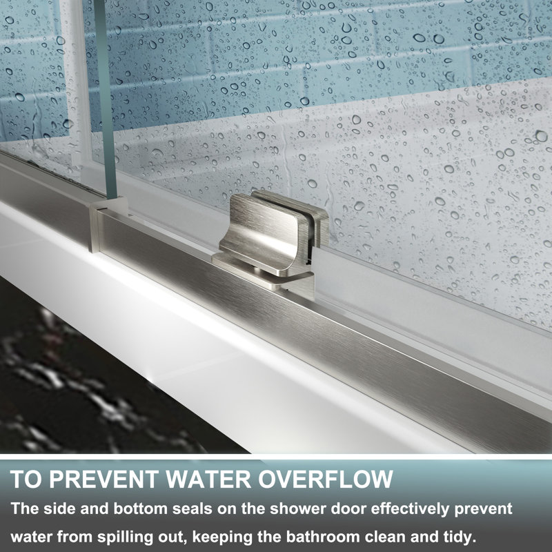 42 in. Brushed Nickel Semi-Frameless Pivot Shower Door