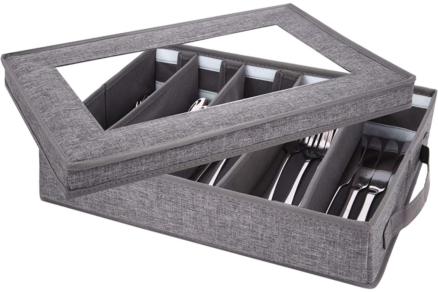 Sorbus Cutlery Organizer with Lid ,Gray