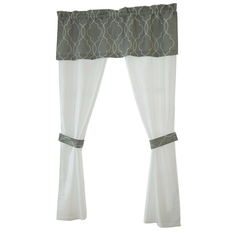 Semi Sheer Curtain, Silver/White