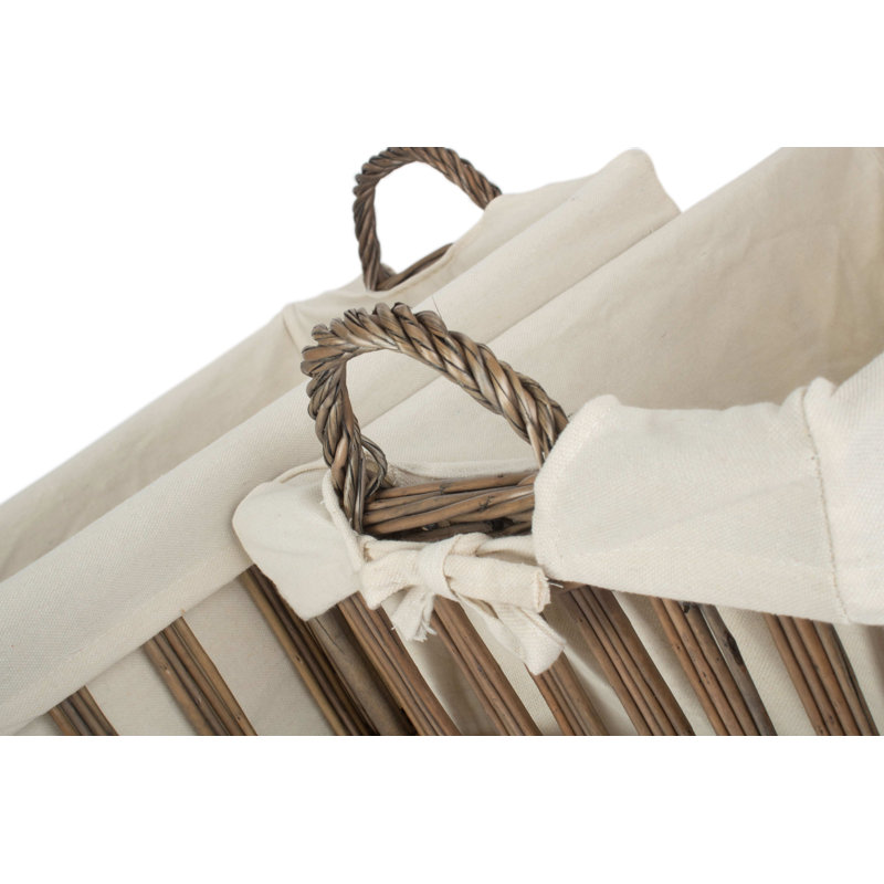 Lands 2 Piece Openwork Wicker Lined Laundry Storage Basket Set