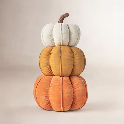 Handmade 13" H Polyester Stacked Pumpkin Accent
