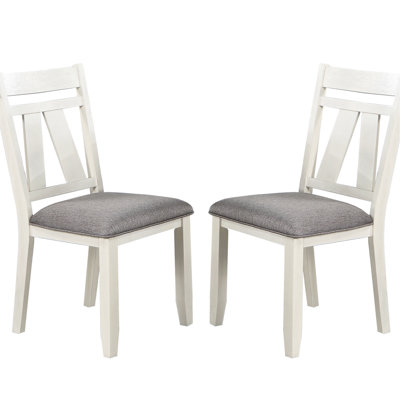 Chaises de salle à manger de 2 en gris et blanc, coussin rembourré et bois, pour la décoration de chambre 2, revêtement blanc, opulence