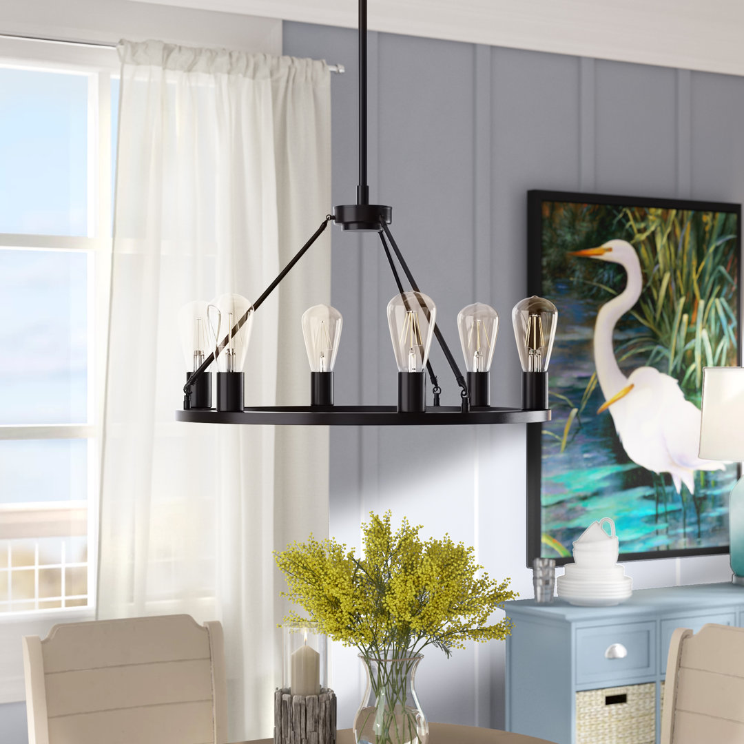 Sizer 6 - Light Statement Wagon Wheel Chandelier Breakwater Bay 