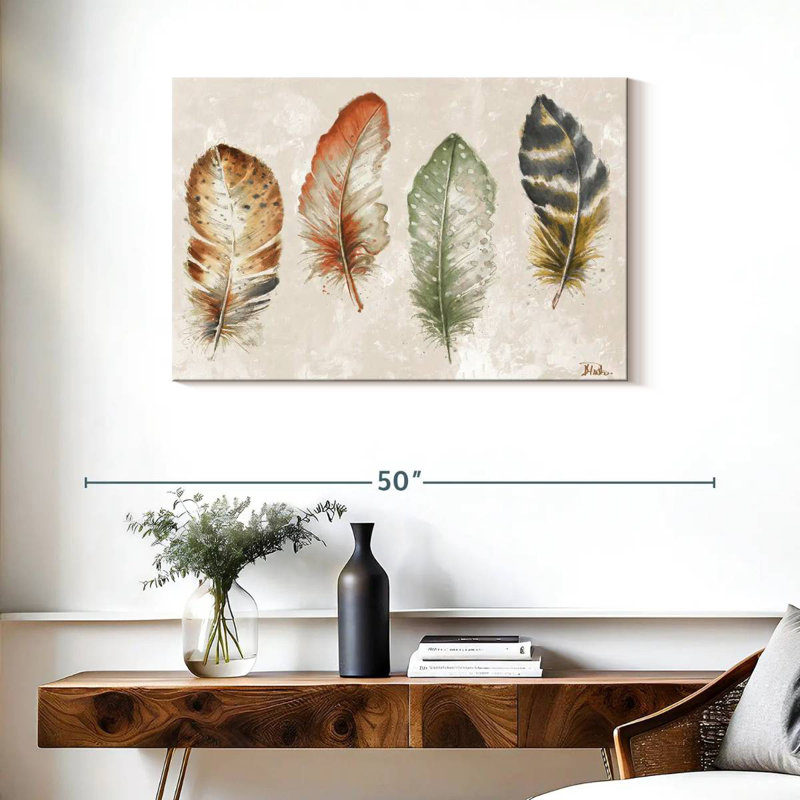 Kerner Watercolor Feathers, 24" H x 36" W