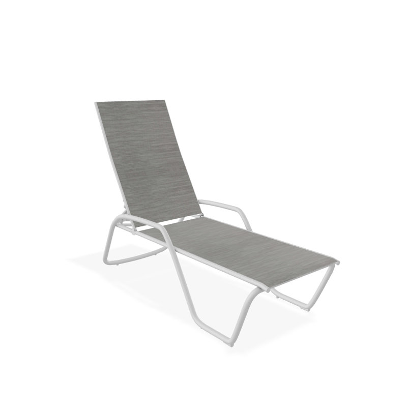 Outdoor Rust-Resistant Metal Chaise Lounge, Textured White, Sicily