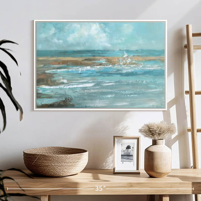 Breaking Waves IV, 25 po x 17 po, Cadre flottant blanc
