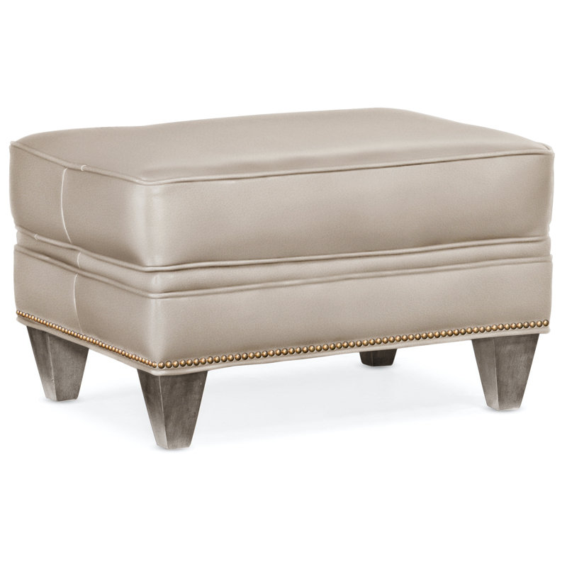 Reddish Ottoman, Stone, French Natural, Aline Fumo Genuine Leather