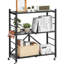 3 tablettes pliables avec roulettes, hauteur de 36 pouces, assemblage facile, 5 roulettes pivotantes et 2 freinées, structure en acier Q235a, support amovible, barre transversale, conception d'espace